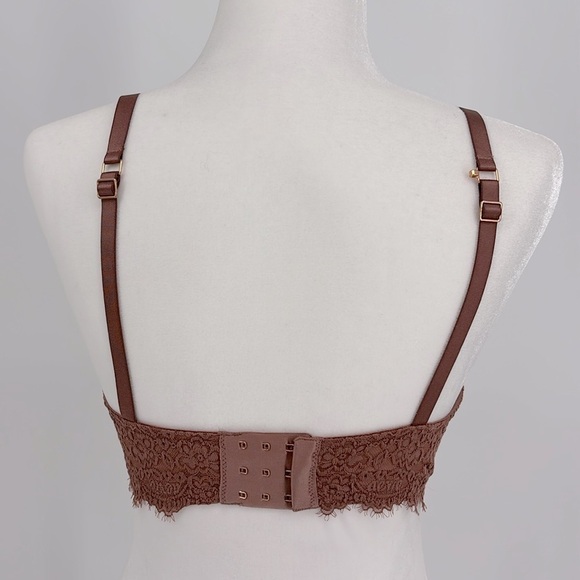 Aerie Real Power Plunge Push Up Mauve Eyelash Lace Bra Women’s Size 34D - Picture 6 of 13